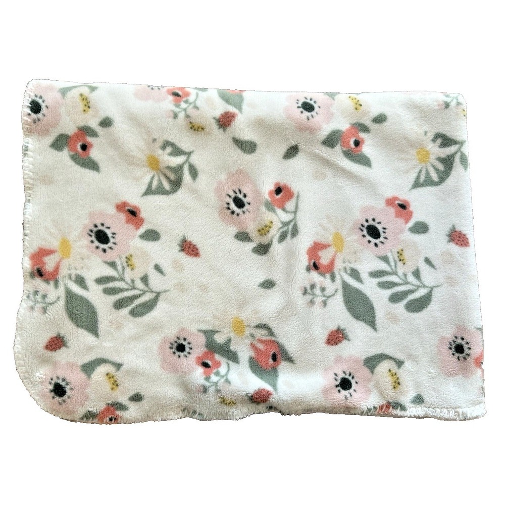 Cloud Island Baby Blanket Flowers Peach Pink Green